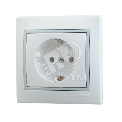 Розетка 1-м СП Mira 16А IP20 с заземл. с сер. вставкой керамика бел. 701-0215-122
