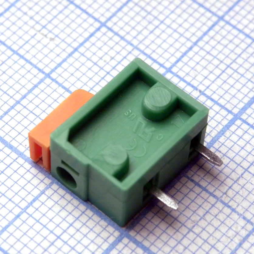 DG142R-5.08-01P-14-00A(H) - Нажимной безвинтовой клеммный блок 1 контакт. Зажим типа торцевой контакт. Серия DG142R-5.08