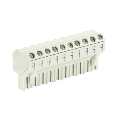 Розетка Wiecon 8213 B / 10 S OB - Розеточный разъем, угол 45 градусов, на кабель, шаг 5,08 мм, 10 полюсов, номинальное сечение: 2,5 мм кв., винтовая фиксация провода, 400V, 12А, без маркировки, цвет: серый, серия 8213 B S