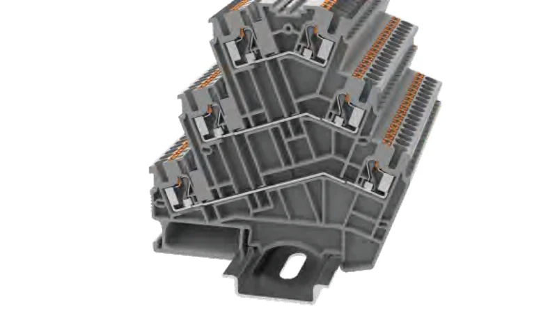 Этажная клемма DSS2.5-3L-PV-01P-11 - Этажная клемма, тип фиксации провода: Push-in, перемычка между этажами, номинальное сечение: 2.5 мм кв., 20A, 500V, ширина: 5,2 мм, цвет: серый, втычная перемычка, тип монтажа: DIN35