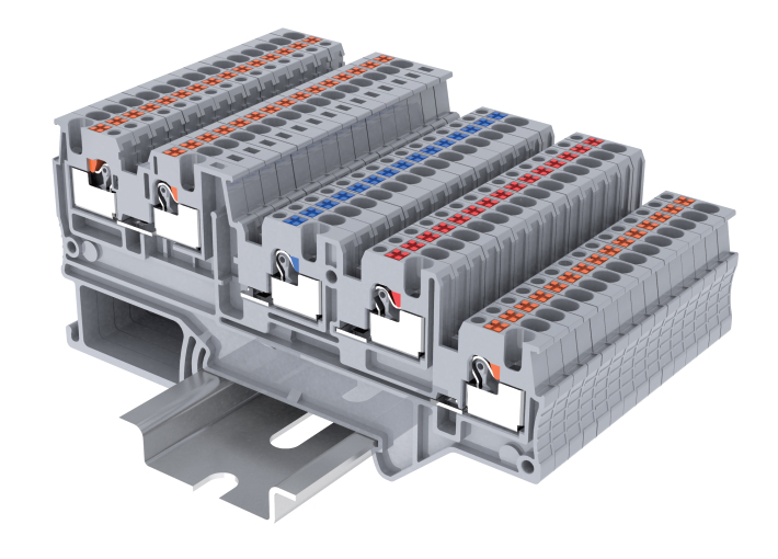 Клемма для подкл. датчик. TPIO1.5-S-4-LG24 - Клемма для подключения датчиков, +/-/сигнал, зеленый светодиод, 4 точки подключения, тип фиксации провода: push-in, номинальное сечение: 1,5 мм кв., 13,5A, 250V, ширина: 3,5 мм, цвет: серый, тип монтажа: DIN 35