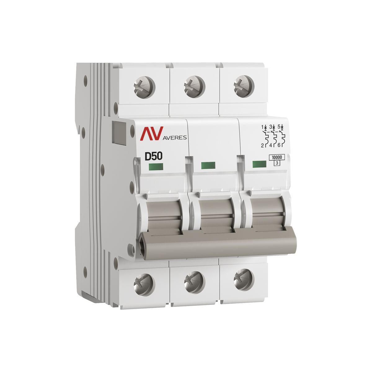 mcb10-3-50D-av Выключатель автоматический AV-10 3P 50A (D) 10kA EKF AVERES(кр.1шт)