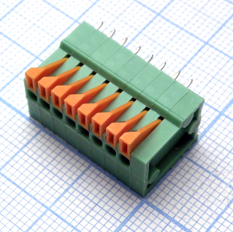 DG141V-2.54-08P-14-00A(H) - Нажимной безвинтовой клеммный блок 8 контактов. Зажим типа торцевой контакт. Серия DG141V-2.54