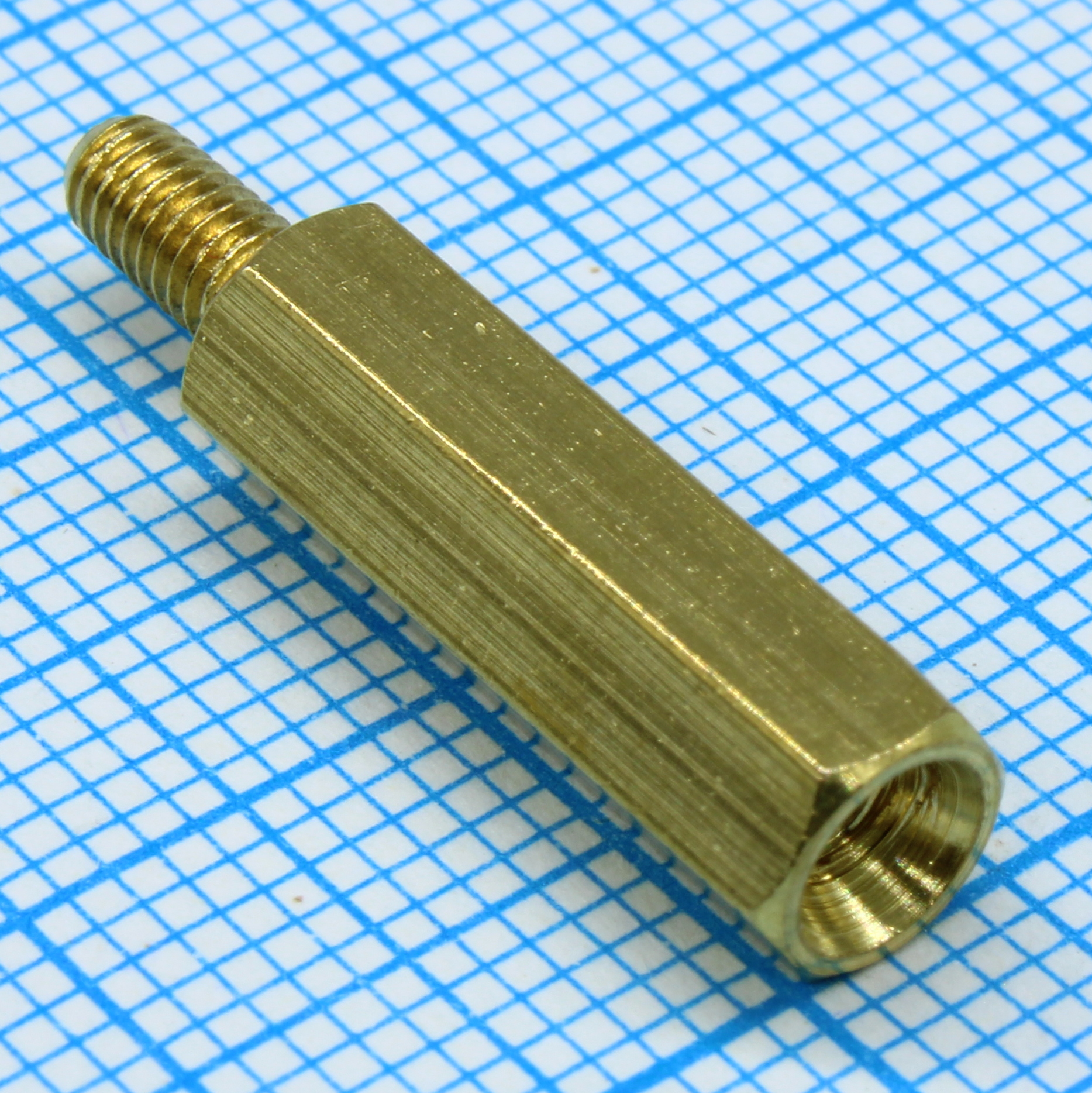 H-L1800-2400-5-03-1N1W-9 - Стойка латунная для печатной платы, шестигранная, М3, 18мм, отверстие-винт