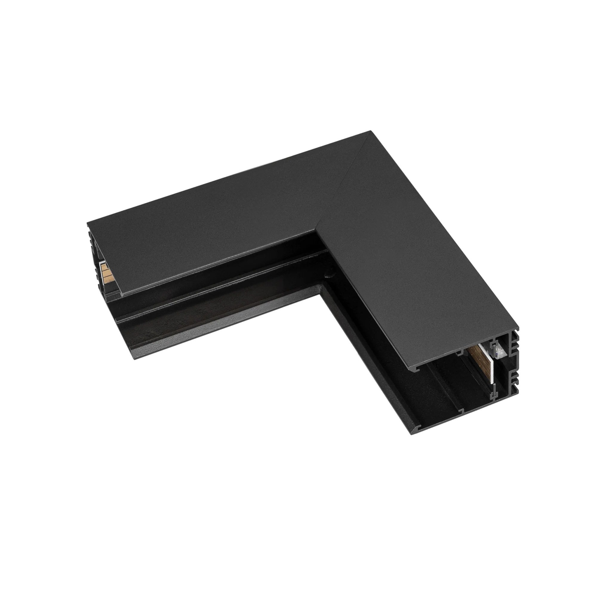 Коннектор угловой MAG-CON-2538-L90-INT (BK, внутренний) 035320 - Угловой внутренний коннектор для накладного трека MAG-TRACK-2538. DC24V. Материал алюминий, цвет черный. Размеры 82,5x82,5x47x38мм. Аксессуары для соединения с треком приобретаются отдельно.