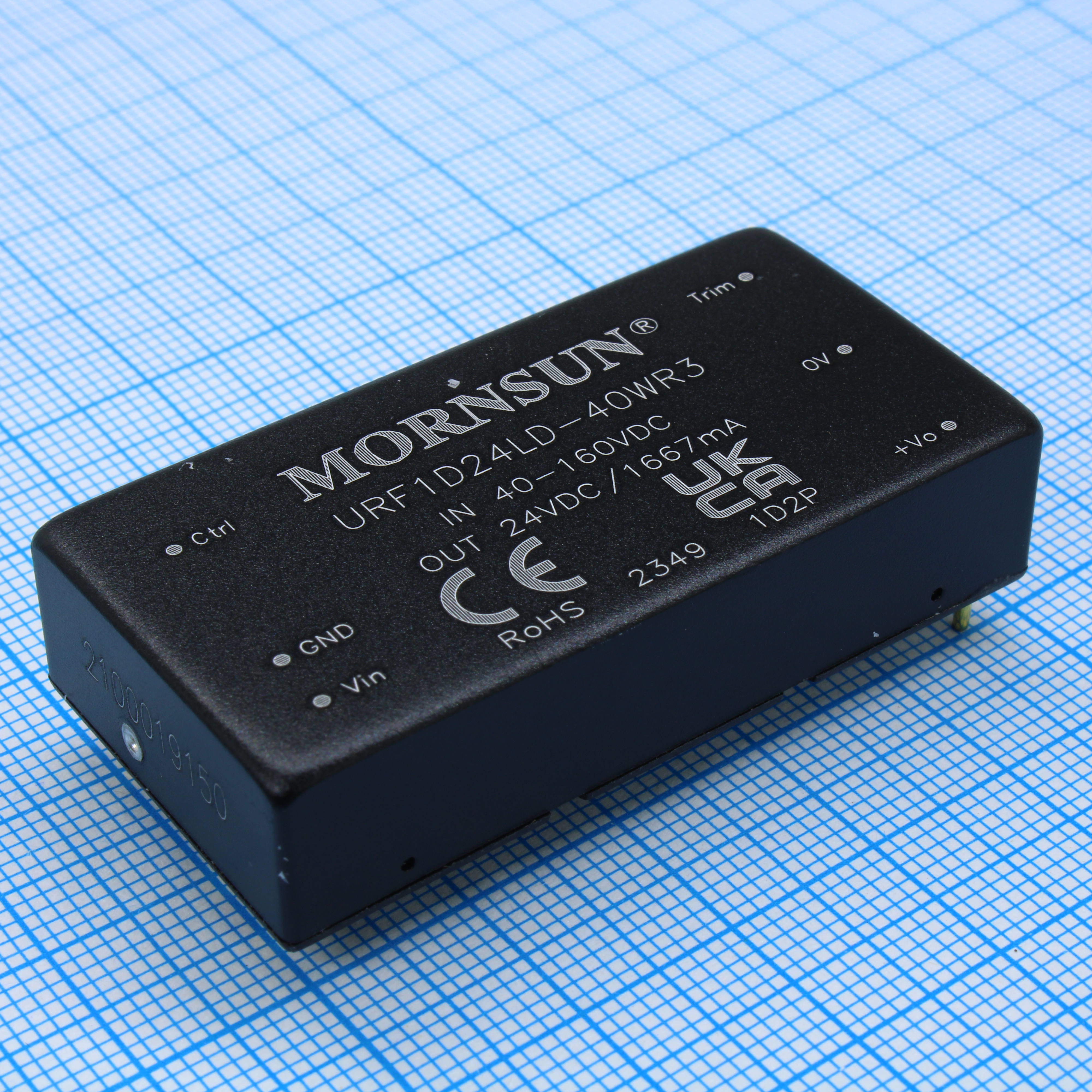 URF1D24LD-40WR3 - Преобразователь DC/DC 40Вт вход 40...160В выход 24В 1.67А КПД 89% -40°С...+85°С изоляция 1500В