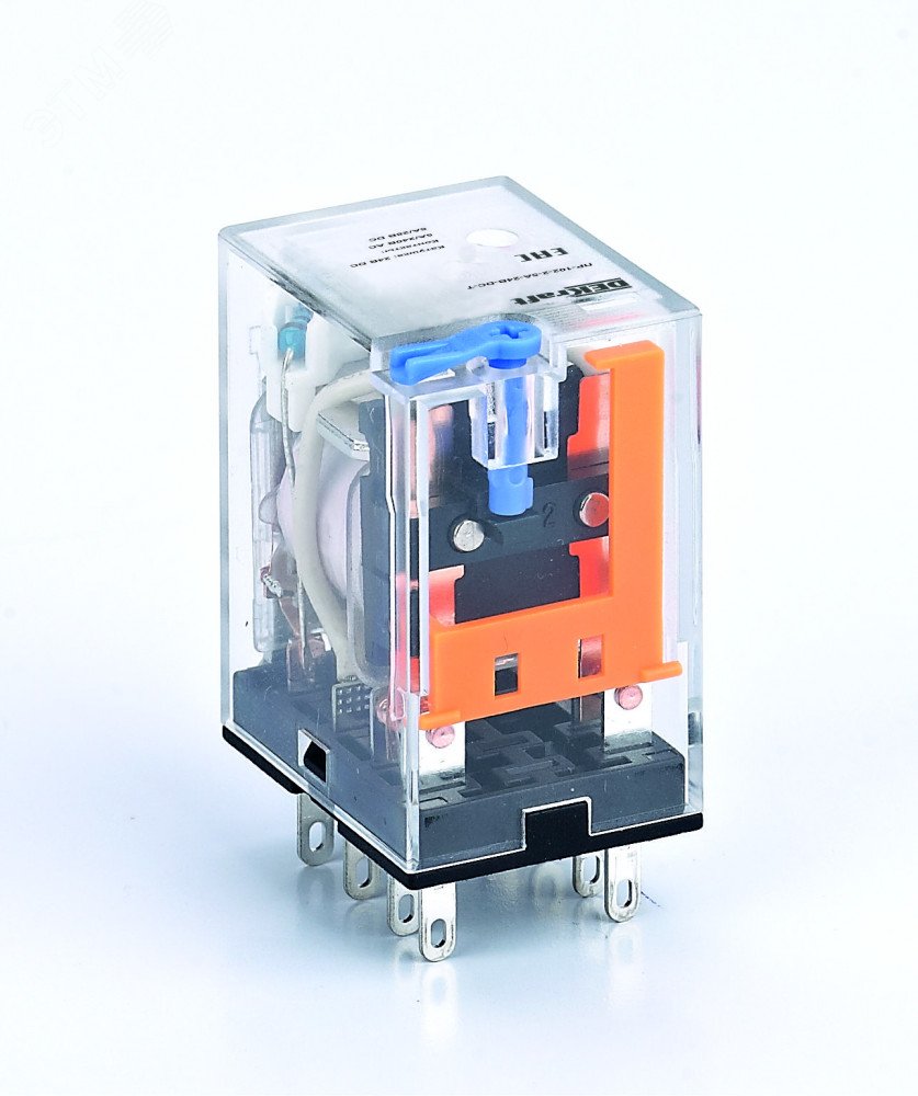 Промежуточное реле 2 контакта с LED индикацией и TEST функцией 5А 220В DC ПР-102 23849DEK