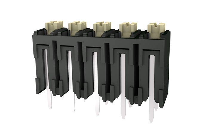 Розеточный разъем на плату MC-TI5.0V04P-BK-0001 - Клемма, вертикальный подвод кабеля, на плату, шаг: 5.0 мм, 4 полюса, фиксация провода Push-In, исполнение: стандартное, 320V, 17,5A, цвет: черный