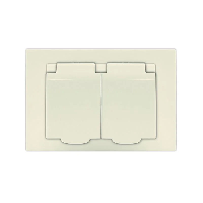Розетка 2-м СП Афина 16А IP20 с заземл. c крышкой в сборе сл. кость (ivory) A0031-I