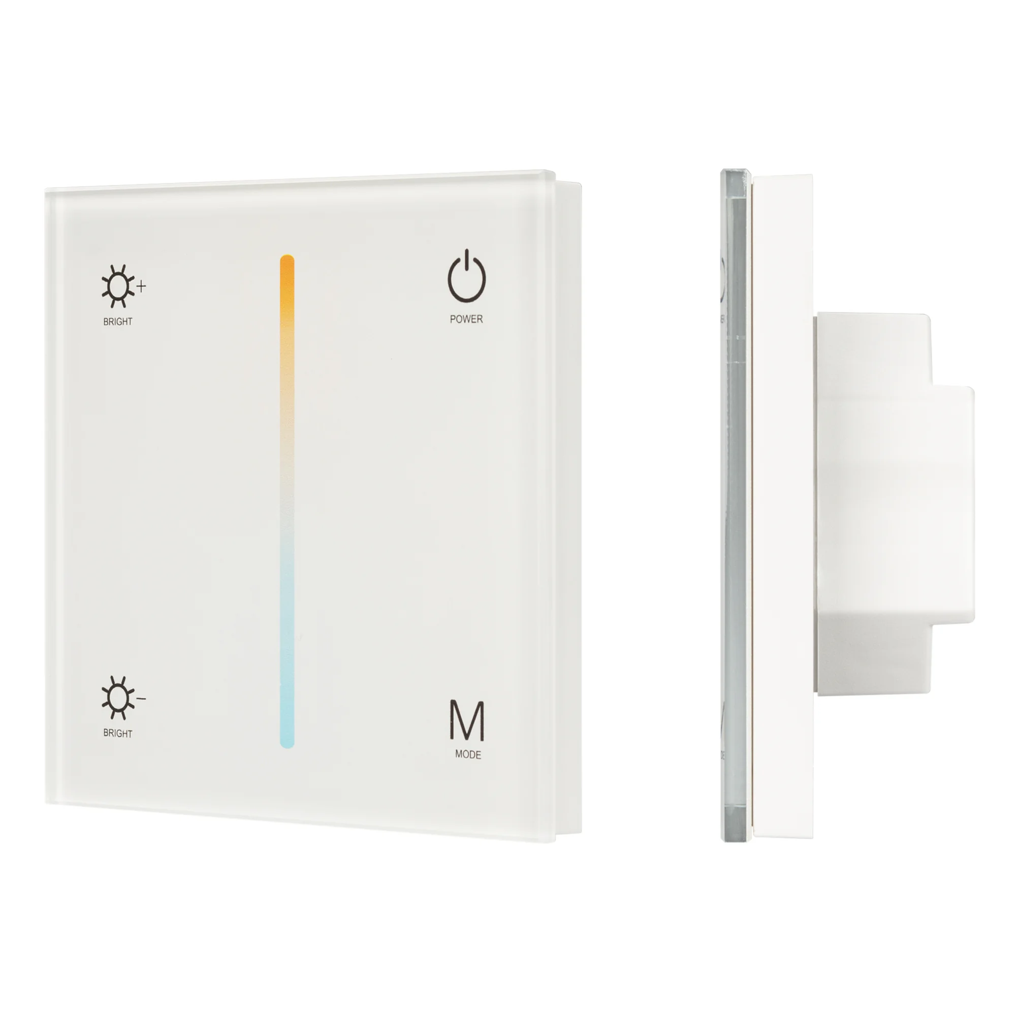 Панель Sens SMART-P21-MIX White (12-24V, 2.4G) 025167 - Встраиваемая сенсорная стеклянная панель 2.4 ГГц, цвет белый. Для управления температурой свечения (MIX/CCT) и яркостью с помощью сенсорной полосы. Работает в режиме master/slave и может выполнять фу