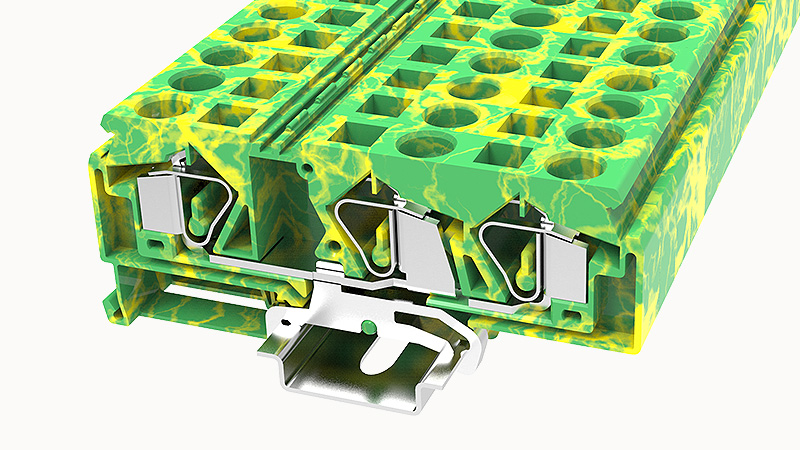 Заземляющая клемма WS16-TW-PE-01P-1C - Заземляющая клемма, 3 точки подключения, тип фиксации провода: пружинный, номинальное сечение: 16 мм кв., ширина: 12 мм, цвет: желто-зеленый, тип монтажа: DIN35