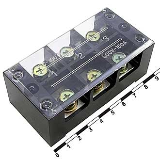 TB-10003 - Клеммная колодка винтовая с крышкой 6 контактов (2х3) М6, AWG6, 10мм2, 100А 600В