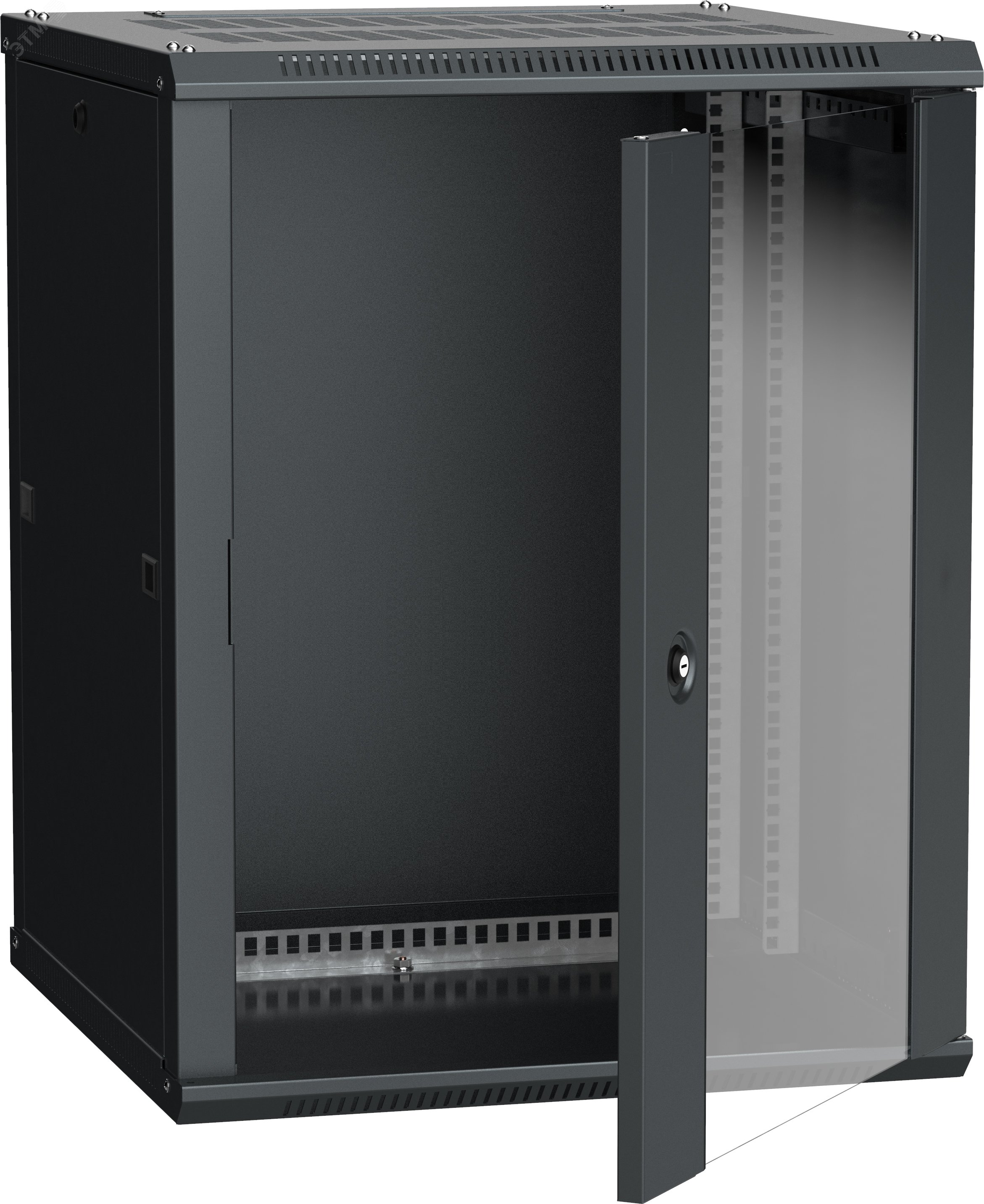Шкаф настенный 19" LINEA W 12U 600x600мм стеклянная дверь RAL9005 LWR5-12U66-GF