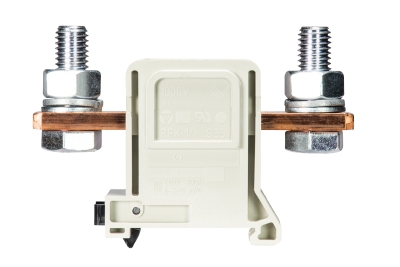 Клемма болтовая RFK 1 / 95 FM S35 - Сильноточная болтовая клемма, тип фиксации провода: перевернутый болт-перевернутый болт, номинальное сечение: 95 мм кв., 250A, 1000V, ширина: 32 мм, цвет: серый, тип монтажа: DIN 35