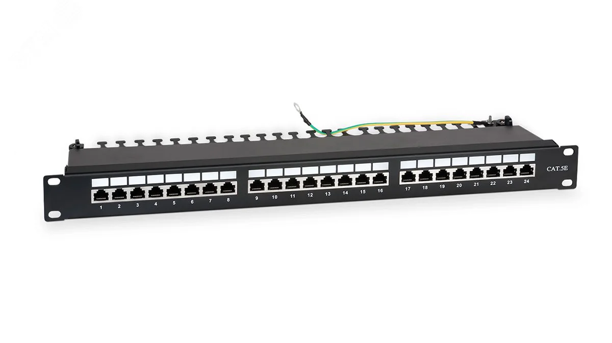 Патч-панель 19дюйм 1U кат.5E полн. экранир. 24 порта RJ45 Dual IDC WR-PL-24-C5E-SH-D черн. 505210