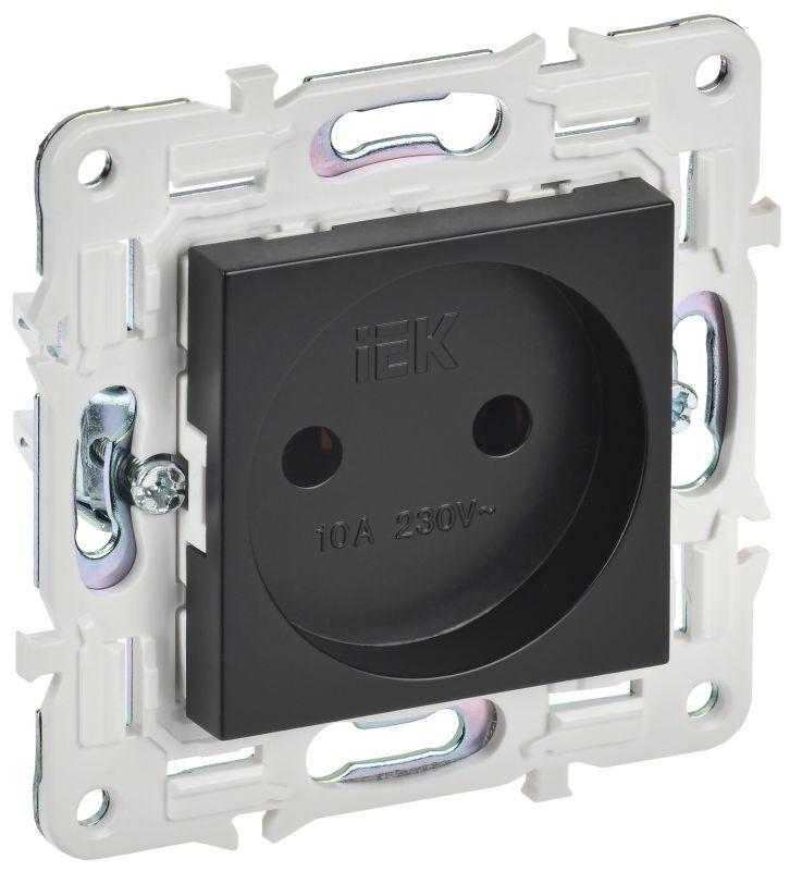 SKANDY Розетка без заземления без защитных шторок 10А SK-R02Bl черный IEK SK-R10-10-K02