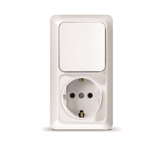 Блок ОП Олимп 1-кл. вык.+ роз. с заземл. верт. бел. О0038