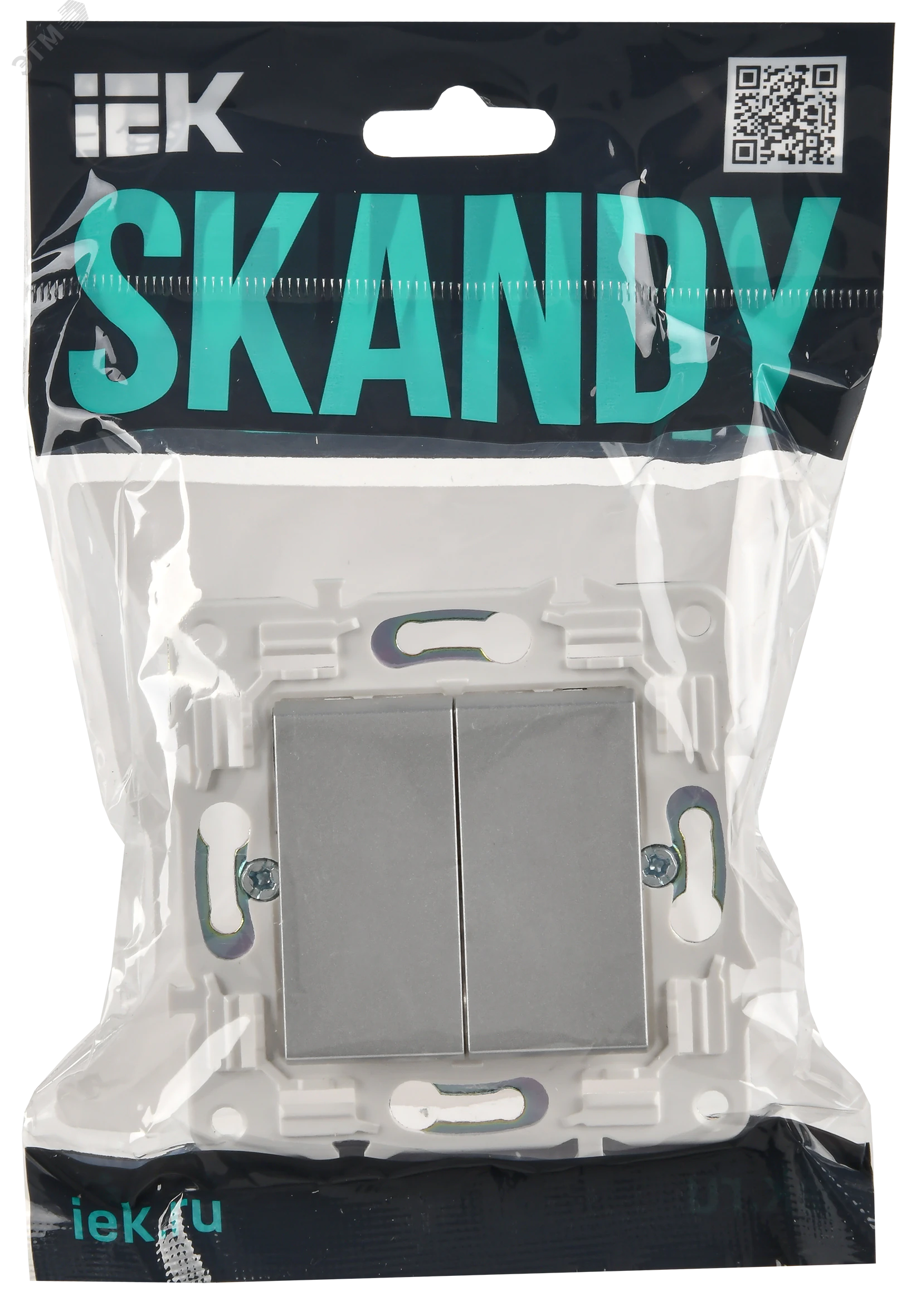 SKANDY Выключатель 2-клавишный 10А SK-V04S серебряный IEK SK-V20-0-10-K23