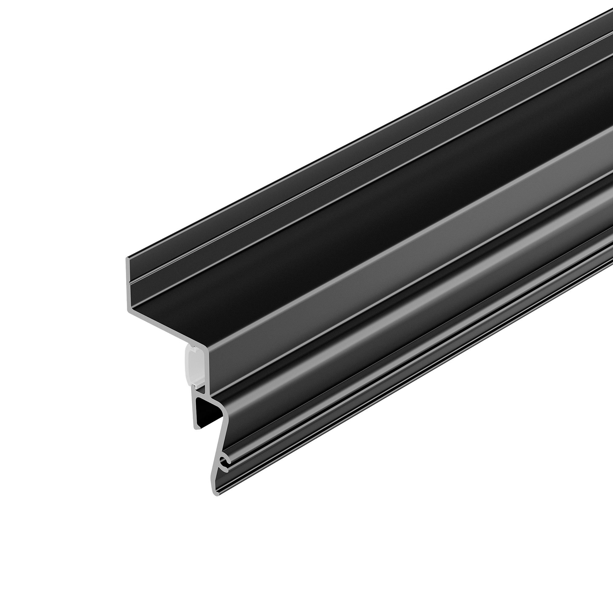 Профиль STRETCH-SHADOW-2000 BLACK (A2-CONTOUR-PRO) 039510 - Алюминиевый профиль для монтажа и контурной подсветки натяжного потолка стеновой. Цвет - чёрный RAL9005 (порошковая окраска). Ширина засвечиваемого контура – 22мм. Гарпунная система монтажа. Габа