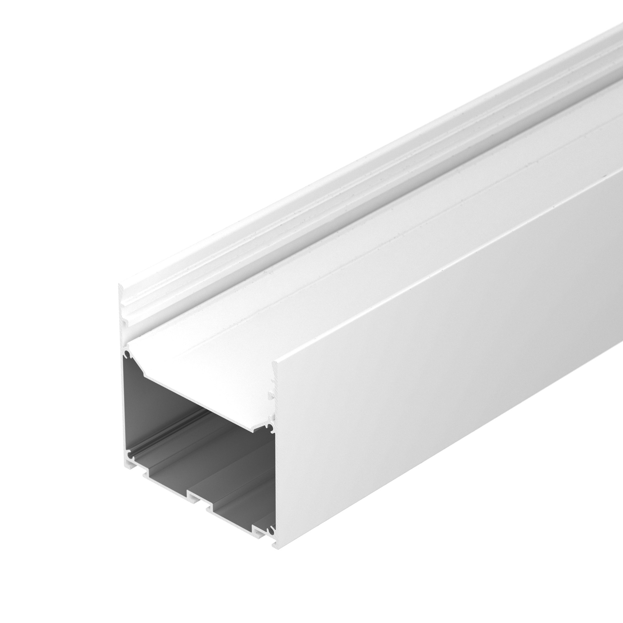 Профиль LINE-S-7575-3000 WHITE 041860 - Алюминиевый анодированный профиль для светодиодных лент и линеек. Цвет - белый RAL9003 (порошковая окраска). Габаритные размеры (LхWхH): 3000x75x75 мм. Ширина площадки для ленты 50 мм. Отсек для БП 72,5х33,3 мм.