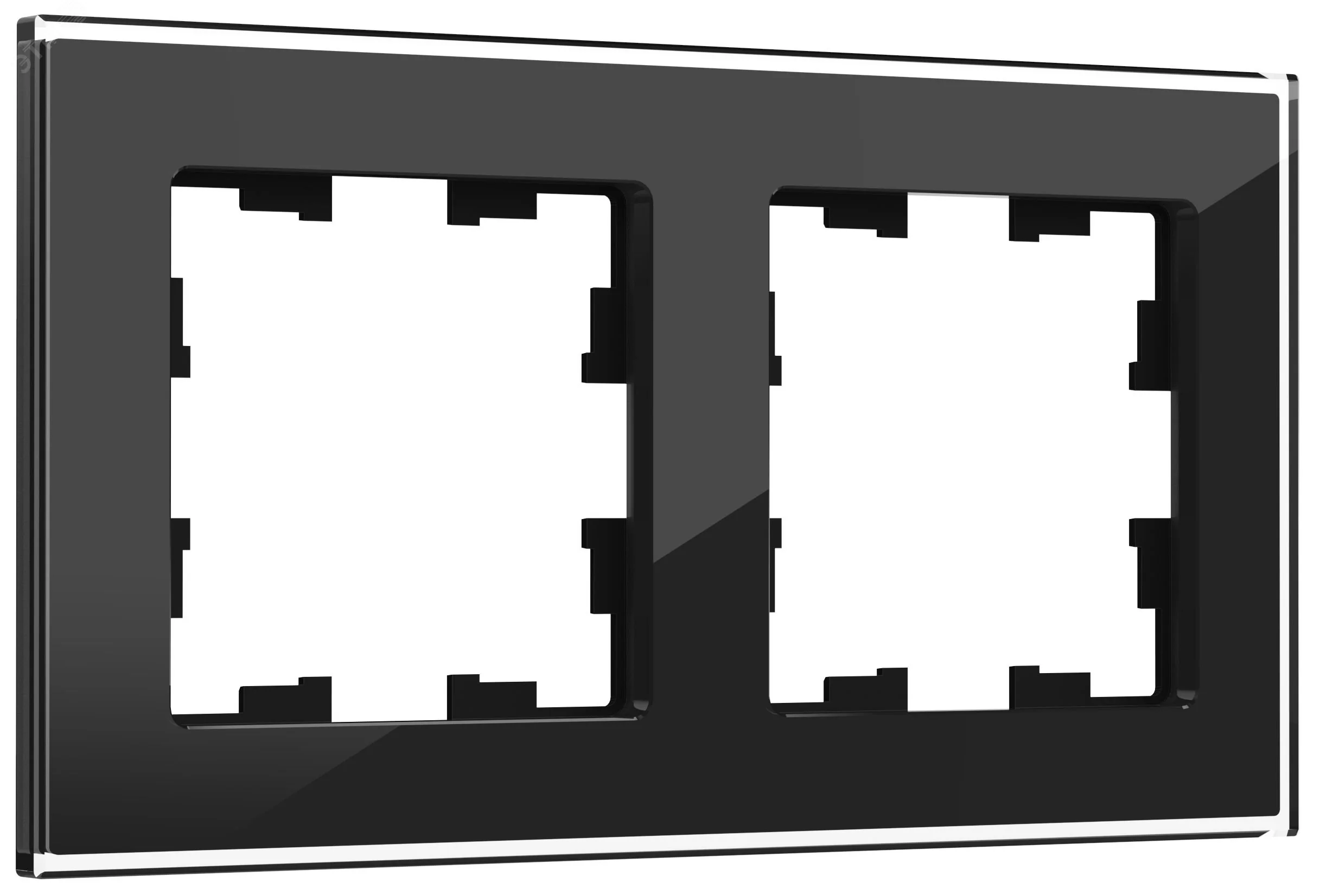 Рамка 2-м BRITE РУ-2-2-БрЧ стекло черн. BR-M22-G-K02