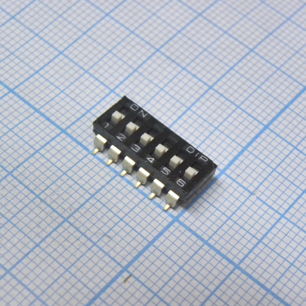 DM-06-V - Движковый переключатель 6 групп SMD монтаж 2.54мм 25мА 24В