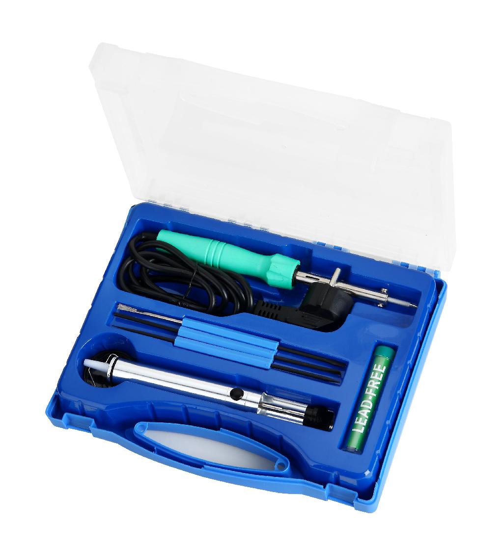 ZD-921D - Набор инструмента: паяльник 220В/30Вт, олово, оловоотсос, пластиковый кейс