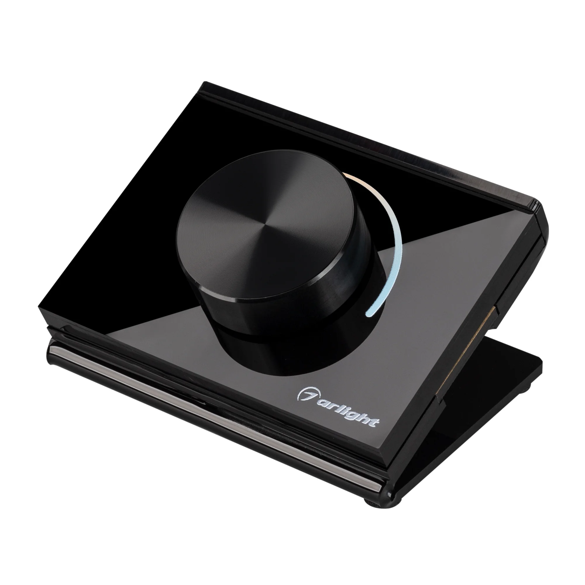 Панель SMART-P100-MIX-SUF Black (3V, Rotary, 2.4G) 034772 - Настольная роторная стеклянная панель 2.4 ГГц, цвет чёрный. Для управления мультибелыми источниками света (CCT). Управление цветовой температурой с помощью роторного регулятора. Питание/рабочее н