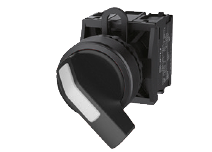 Селекторный переключатель (белая) TS2517-1BB50-R20 - Переключатель, длинная ручка, 2-х позиционный без самовозврата, LED AC 220V, пластиковое переднее кольцо, с плавным нажатием, с контактной группой 2NO, диаметр головки кнопки 29,5 мм, диаметр посадочног