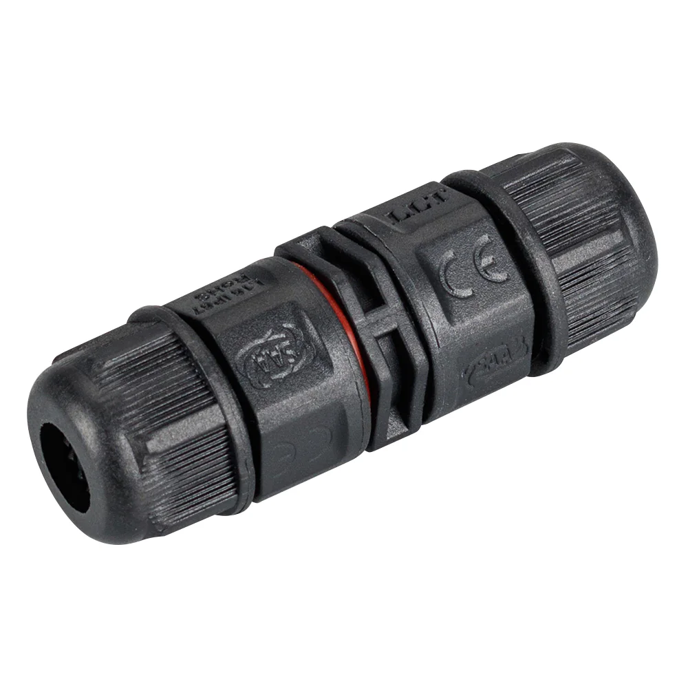 Коннектор прямой NEO-CON-I-2pin-BK (3-7mm, IP67) 024936 - Коннектор пластиковый двухконтактный для соединения кабелей с внешним диаметром изоляции 3,0-7,5 мм, сечением жил до 0,5 мм2. Номинальный ток 10 А. Номинальное напряжение 300 В. Степень защиты IP67