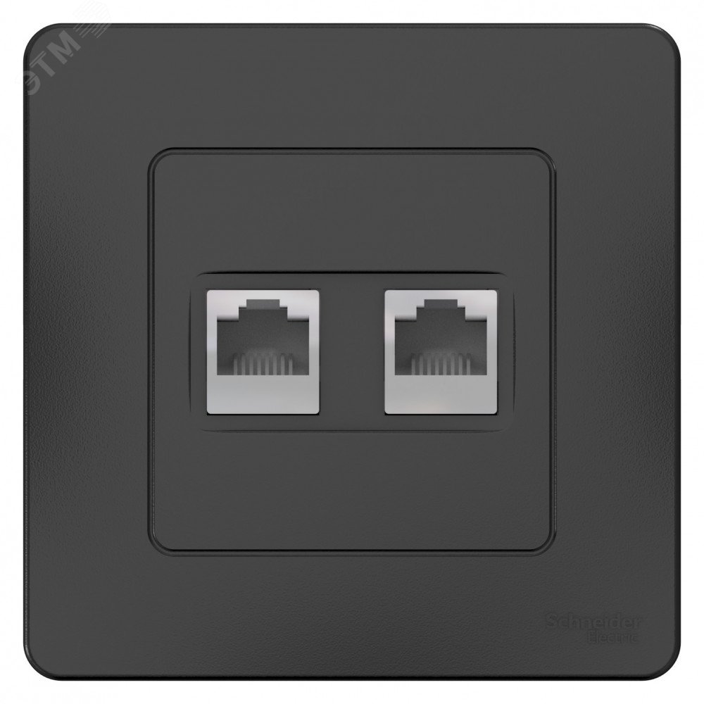 BLANCA скрытой установки розетка двойная компьютерная+телефон, антрацит BLNIS045116