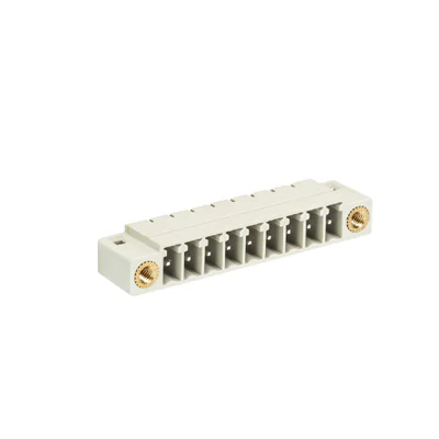 Вилка Wiecon 8513 S / 9 W F - Вилочный разъем, горизонтальный, на плату, с монтажными фланцами, шаг 3,5 мм, 9 полюсов, фиксация на плате пайкой, 250V, 8А, без маркировки, цвет: серый, серия 8513 S WF