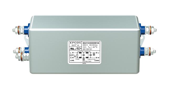 B84113H0000M136 - Фильтр линии питания двухпроводный 50Гц/60Гц 36A 250В резьбовая шпилька фланцевое крепление медицинского применения