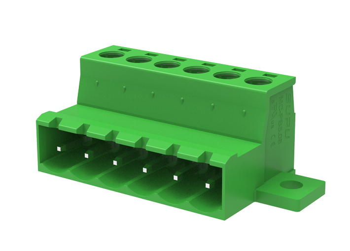 Вилочный разъем на кабель MC-PB5.08H04C-B-0001 - Вилочный разъем, прямой, на кабель, шаг: 5.08 мм, 4 полюса, фиксация провода винтовая, исполнение: с монтажными фланцами, 320V, 12A, цвет: зеленый