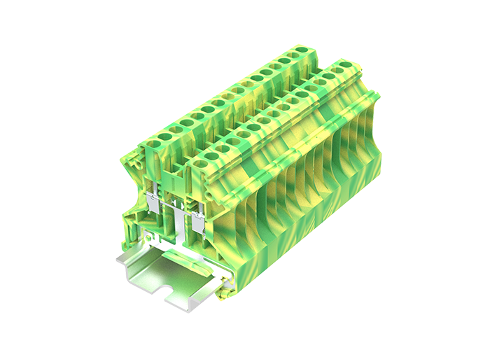 Заземляющая клемма TU2.5-2-PE - Заземляющая клемма, тип фиксации провода: винтовой, номинальное сечение: 2,5 мм кв., ширина: 5,2 мм, цвет: желто-зеленый, тип монтажа: DIN 35