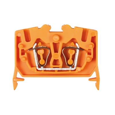 Клемма сдв. WKF 2,5/MD/35 Orange - Сдвоенная проходная клемма, тип фиксации провода: пружинный, номинальное сечение: 2,5 мм кв., 24A, 800V, ширина: 10 мм, цвет: оранжевый, тип монтажа: DIN 35