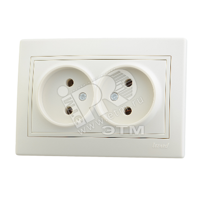 Розетка 2-м СП Mira 16А IP20 без заземл. со вставкой керамика крем. 701-0303-128