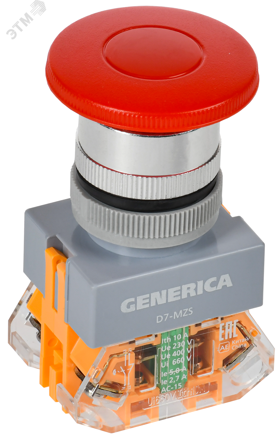 Кнопка D7-MZS Грибок d=22мм 1з+1р с фикс. кр. GENERICA BBG50-11MZS-3-21-K04-G