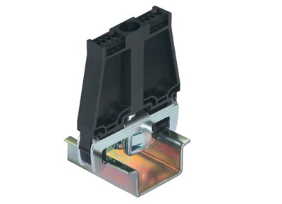 Концевой стопор WE 2/U - Концевой стопор на рейку с универсальным U-foot креплением, тип зажима: винт, ширина: 10 мм, цвет: черный, пластик/металл