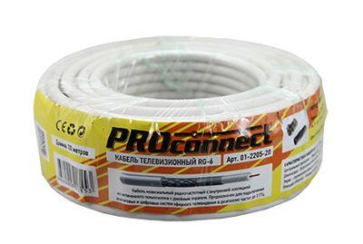 Кабель коаксиальный RG-6U, 75Ом, CCS/Al/Al, 48%, 20м, INDOOR, белый - в бухте 20м