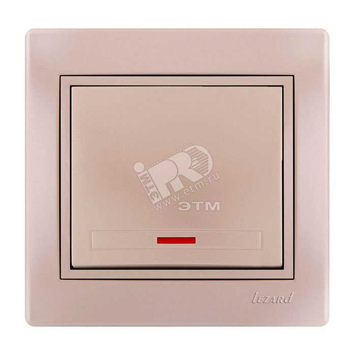 Выключатель 1-кл. СП Mira 10А IP20 с подсветкой со вставкой жемчуж./бел. перламутр. 701-3030-111