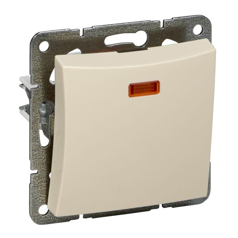 ДУЭТ 1-клавишный ПЕРЕКЛЮЧАТЕЛЬ с подсветкой, сх.6а, 10АХ, механизам, БЕЖЕВЫЙ C3(2) WDE000263