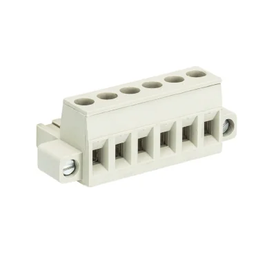 Розетка Wiecon 8213 B / 6 F - Розеточный разъем, угловой, на кабель, с монтажными фланцами, шаг 5,08 мм, 6 полюсов, номинальное сечение: 2,5 мм кв., винтовая фиксация провода, 400V, 12А, с маркировкой, цвет: серый, серия 8213 F
