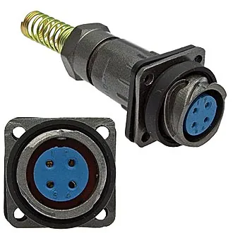 FQ18-4PIN ZPK-8 - Блочная розетка, 4 контакта, с патрубком и пружинным хвостовиком под кабель 8мм