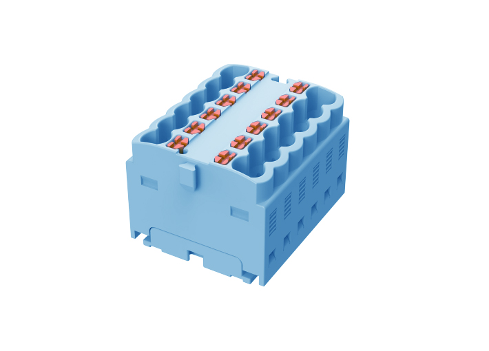 Проходной блок TPA1.5-12-BU - Проходной блок, 12 точек подключения, тип фиксации провода: push-in, номинальное сечение: 1,5 мм кв., 17,5A, 450V, цвет: синий