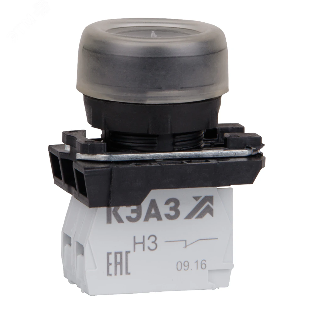 Кнопка КМЕ4610м-черный-1но+0нз-цилиндр-IP65- 332055