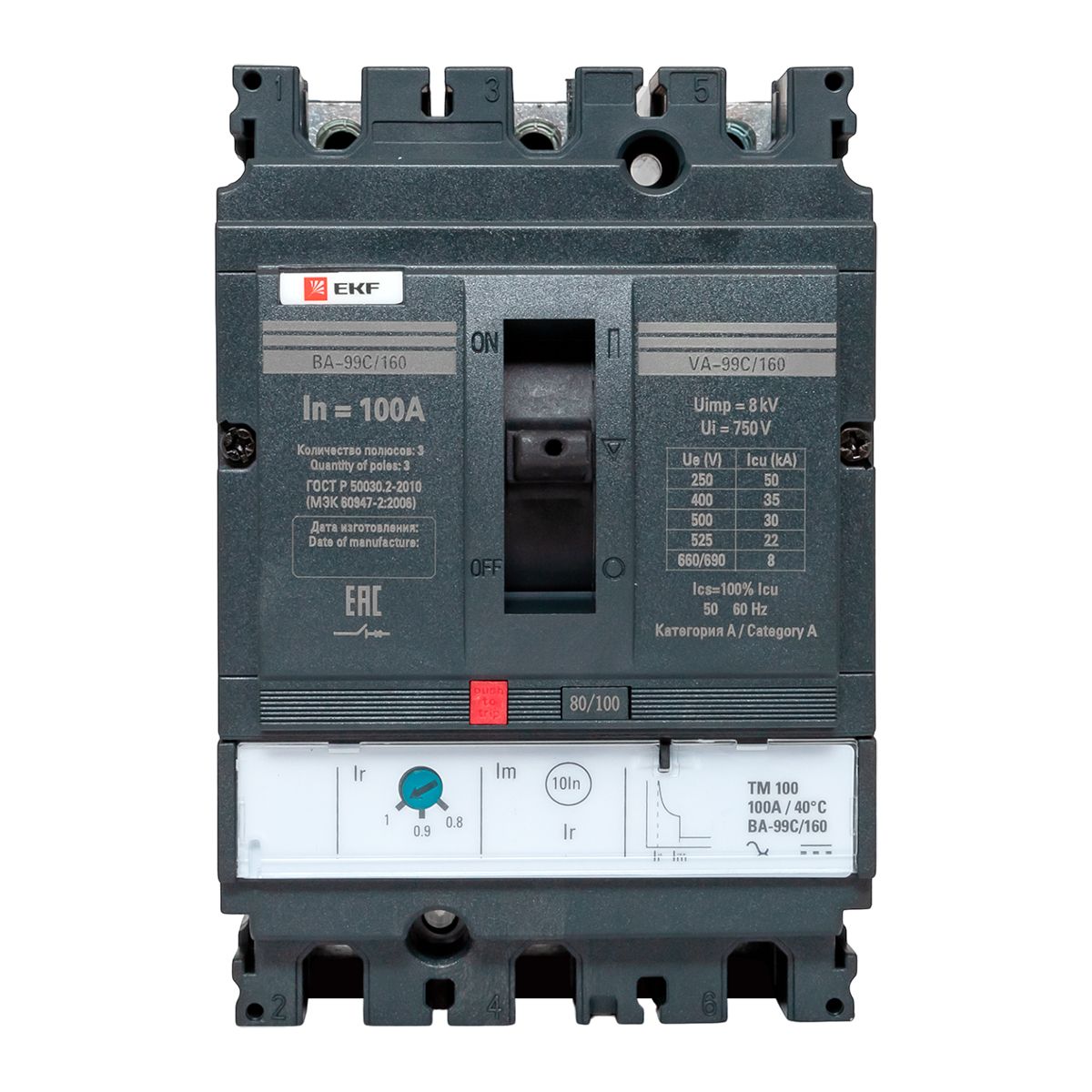 Выключатель автоматический 3п 160/100А 36кА ВА-99C Compact NS PROxima mccb99C-160-100