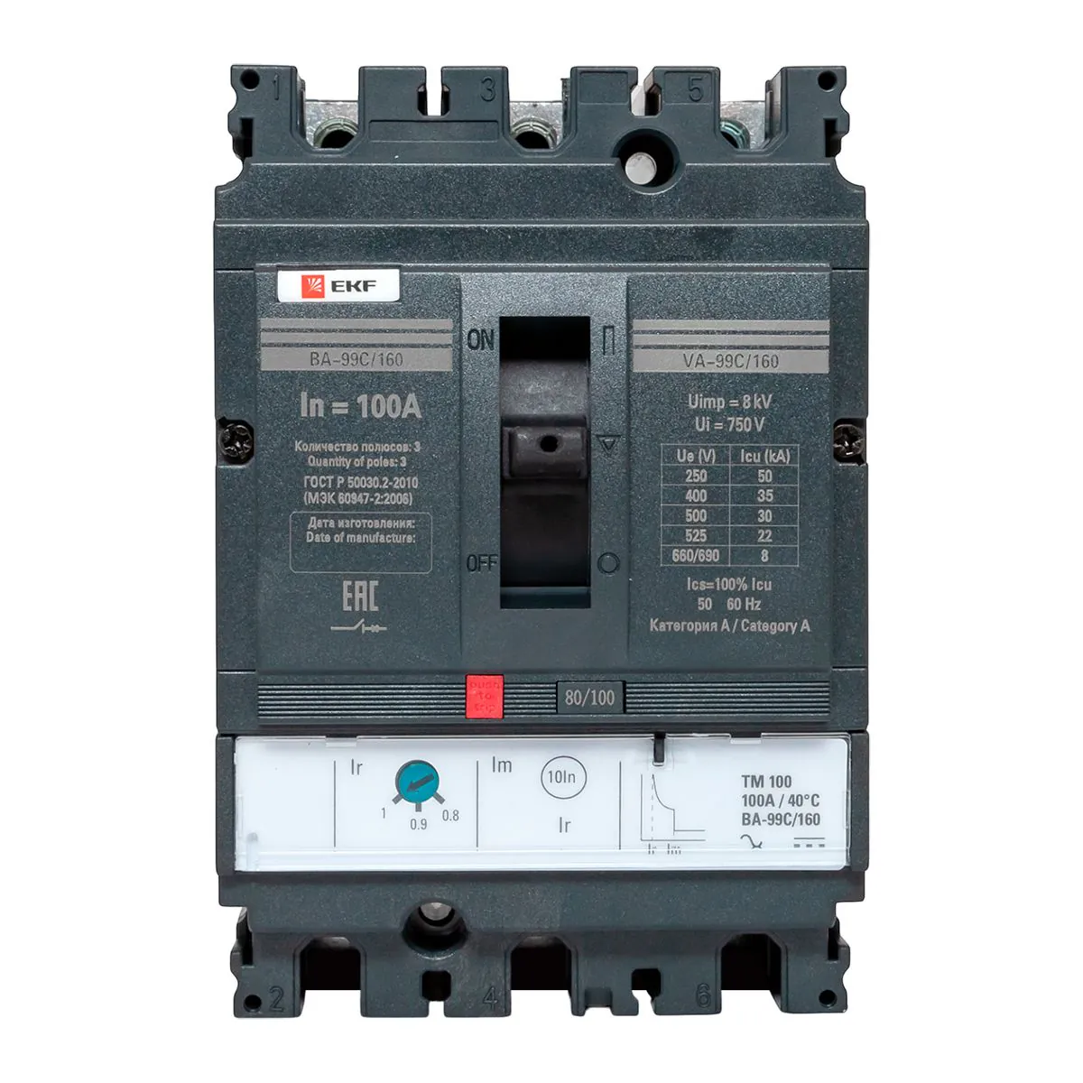 Выключатель автоматический 3п 160/100А 36кА ВА-99C Compact NS PROxima mccb99C-160-100