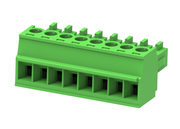 Розеточный разъем на кабель MC-RA3.5H05C - Розеточный разъем, прямой, на кабель, шаг: 3.5 мм, 5 полюсов, фиксация провода винтовая, исполнение: стандартное, 160V, 8A, цвет: зеленый
