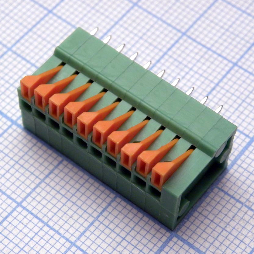 DG141V-2.54-10P-14-00A(H) - Нажимной безвинтовой клеммный блок 10 контактов. Зажим типа торцевой контакт. Серия DG141V-2.54
